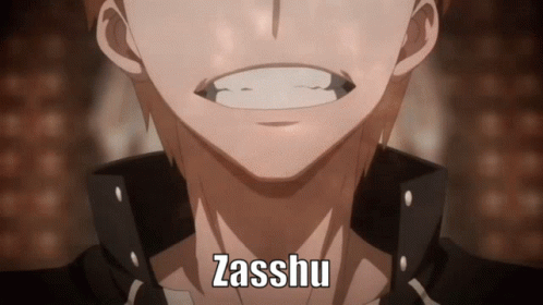 A Close Up Of A Person 'S Face With The Word Zasshu Written Below It GIF