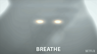 A Close Up Of A Person 'S Face With The Words Breathe Written On It GIF