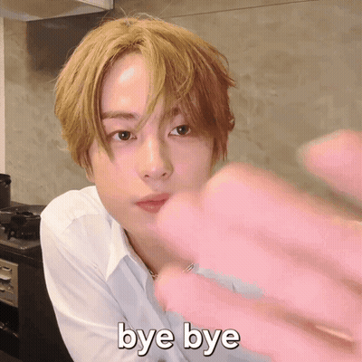 A Close Up Of A Person 'S Face With The Words Bye Bye Written Below It GIF