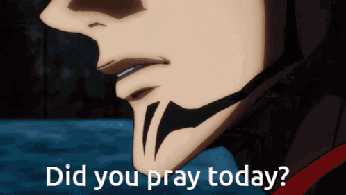 A Close Up Of A Person 'S Face With The Words " Did You Pray Today " Below It GIF