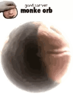 A Close Up Of A Person 'S Face With The Words Monke Orb On The Bottom . Sticker