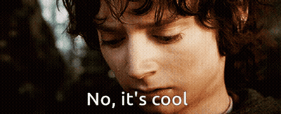 A Close Up Of A Person 'S Face With The Words " No It 'S Cool " Above It GIF