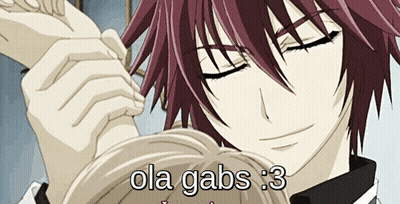 A Close Up Of A Person 'S Face With The Words Ola Gabs : 3 On The Bottom GIF