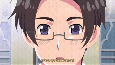 A Close Up Of A Person 'S Face With The Words Pero Que Indecente On The Bottom GIF
