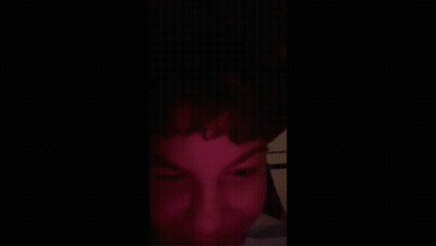 A Close Up Of A Person 'S Face With The Words `` Shut Up Kaboom '' Written On The Bottom . GIF