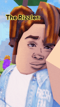 A Close Up Of A Person 'S Face With The Words " The Rizzler " Above It GIF