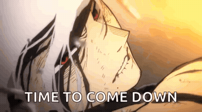A Close Up Of A Person 'S Face With The Words `` Time To Come Down '' Written On The Bottom . GIF