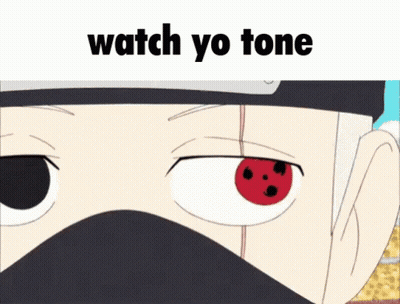 A Close Up Of A Person 'S Face With The Words " Watch Yo Tone " Above It GIF
