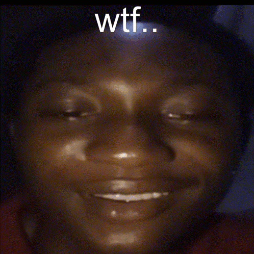 Close Up Of Person's Face With Wtf Text GIF