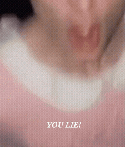 A Close Up Of A Person 'S Face With The Words " You Lie " Above It GIF