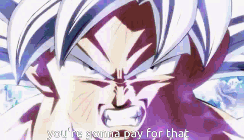 A Close Up Of A Person 'S Face With The Words " You 'Re Gonna Pay For That " On The Bottom GIF
