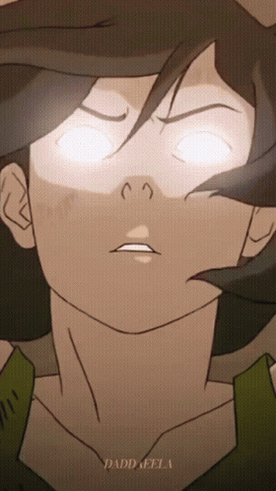 A Close Up Of A Person 'S Face With Their Eyes Glowing And The Words Daddaella Below It GIF