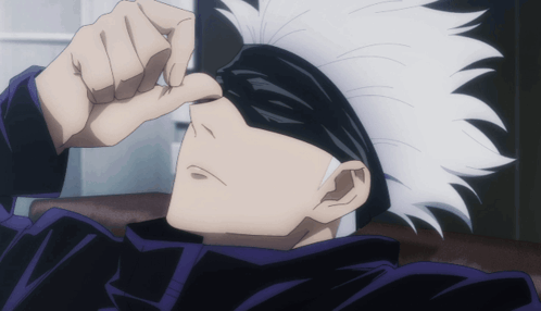 A Close Up Of A Person 'S Face With White Hair And A Black Headband GIF