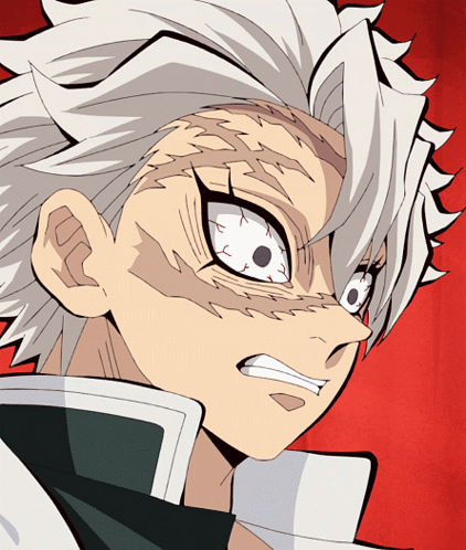 A Close Up Of A Person 'S Face With White Hair And Black Eyes GIF