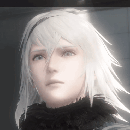 A Close Up Of A Person 'S Face With White Hair And Blue Eyes GIF