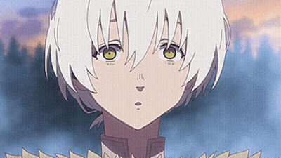 A Close Up Of A Person 'S Face With White Hair And Yellow Eyes . GIF
