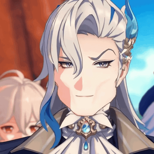 A Close Up Of A Person 'S Face With White Hair GIF