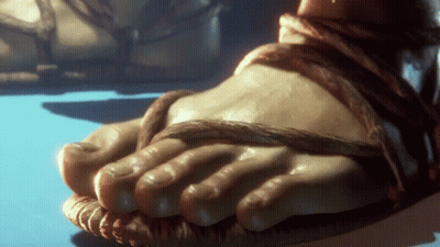 A Close Up Of A Person 'S Feet With Sandals On GIF