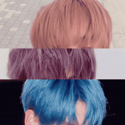 A Close Up Of A Person 'S Hair With Different Colors Including Pink Purple And Blue GIF