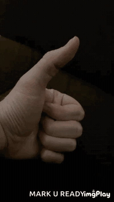 A Close Up Of A Person 'S Hand Giving A Thumbs Up With The Words Mark U Readyim Play Below It GIF