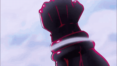 A Close Up Of A Person 'S Hand Holding A Sword In The Air . GIF