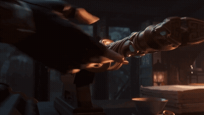 A Close Up Of A Person 'S Hands Holding A Metal Object That Looks Like A Sword GIF