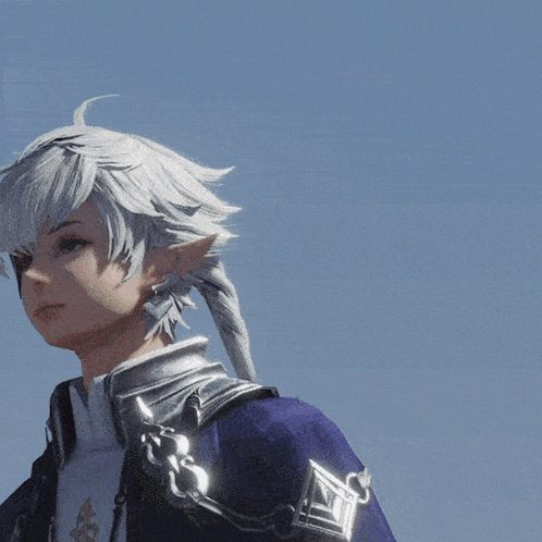 A Close Up Of A Person 'S Head With A Blue Sky Behind Them GIF