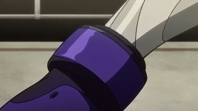A Close Up Of A Person 'S Leg With A Purple Band Around It GIF