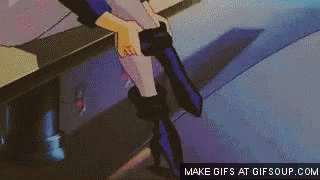 A Close Up Of A Person 'S Legs In A Cartoon With The Words Make Gifs At Gifsoup.com . GIF