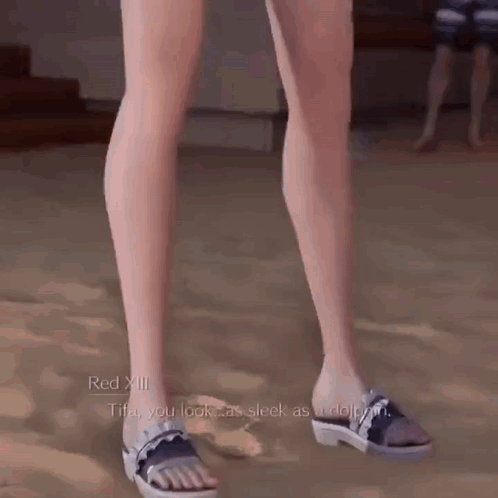 A Close Up Of A Person 'S Legs Wearing Sandals GIF