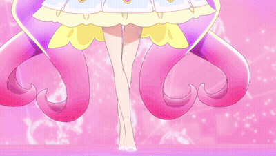 A Close Up Of A Person 'S Legs With Purple Shoes On A Pink Background GIF