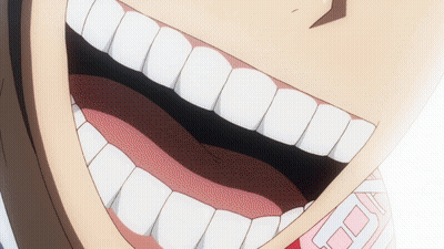 A Close Up Of A Person 'S Mouth And Teeth With The Letter G On The Bottom GIF