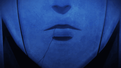 A Close Up Of A Person 'S Mouth With A Blue Background GIF