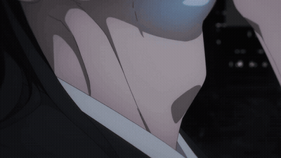 A Close Up Of A Person 'S Neck With A Black Background GIF