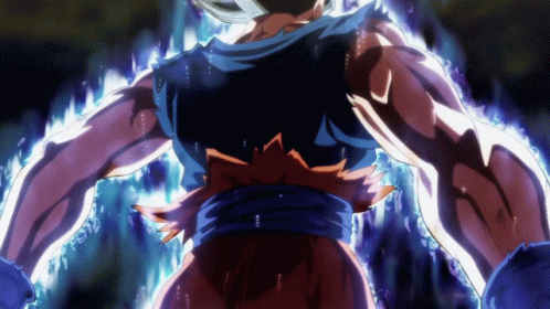 A Close Up Of A Person 'S Torso With A Glowing Blue Background GIF