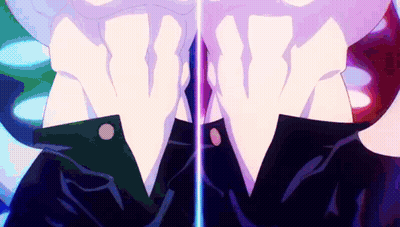 A Close Up Of A Person 'S Torso With A Purple And Blue Background GIF