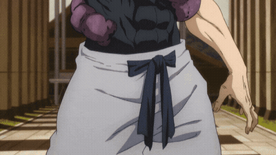 A Close Up Of A Person 'S Waist With A Blue Bow GIF