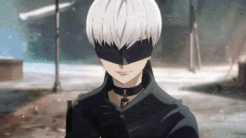 A Close Up Of A Person Wearing A Mask And A Collar GIF