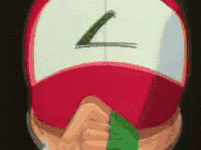 A Close Up Of A Person Wearing A Red Hat With The Number 7 On It . GIF