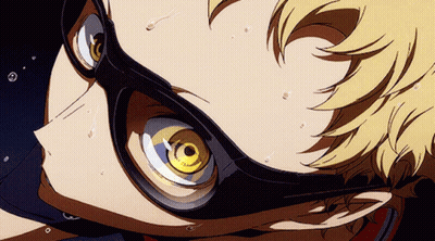 A Close Up Of A Person Wearing Glasses With A Yellow Eye GIF