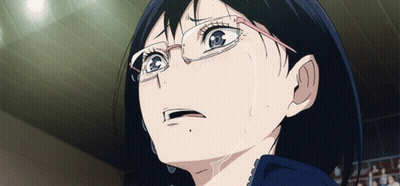 A Close Up Of A Person Wearing Glasses With Sweat Coming Out Of Their Mouth GIF