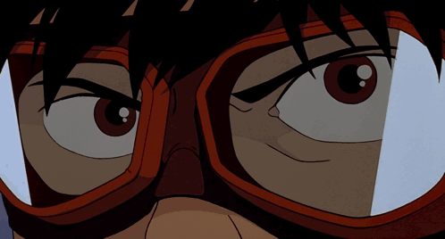 A Close Up Of A Person Wearing Goggles With A Reflection GIF