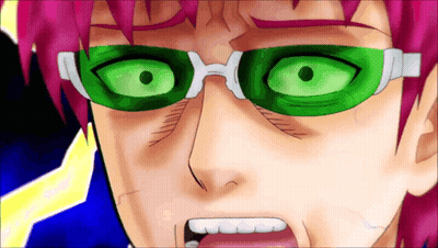 A Close Up Of A Person Wearing Green Glasses And Pink Hair GIF