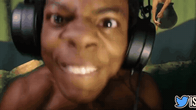A Close Up Of A Person Wearing Headphones With The Twitter Logo On The Bottom GIF
