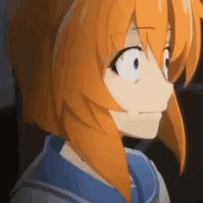 A Close Up Of A Person With Orange Hair And Blue Eyes . GIF