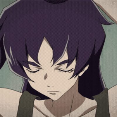 A Close Up Of A Person With Purple Hair GIF