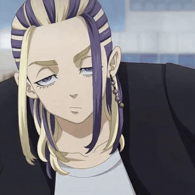 A Close Up Of A Person With Purple Hair GIF