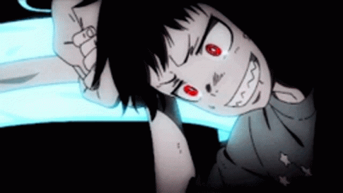 A Close Up Of A Person With Red Eyes GIF