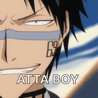 A Close Up Of A Person With The Words Atta Boy Written On It GIF