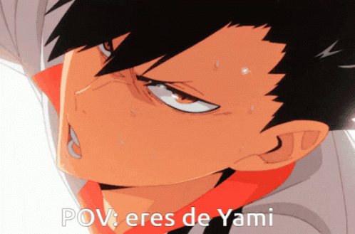 A Close Up Of A Person With The Words Pov Eres De Yami GIF